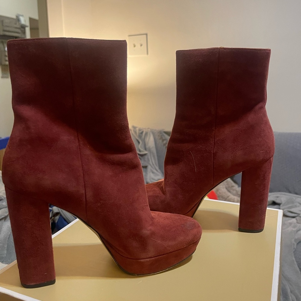 MICHAEL Michael Kors Rich Burgundy Leather Suede Heeled Boots